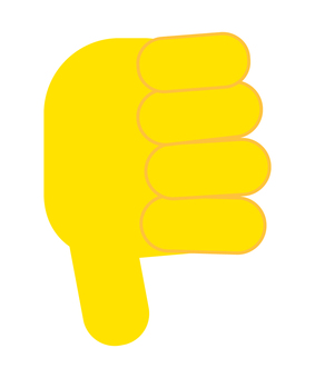 黄色い手（バッド） 手,バッド,サムズダウン,ブーイング,黄色,アイコンのイラスト素材