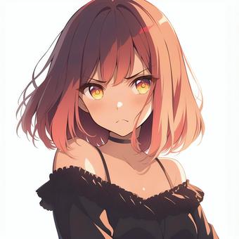 怒った表情のアニメ調の美少女2