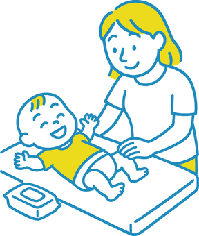 おむつ替え 子育て,育児,赤ちゃん,おむつ交換,おむつ替え,おむつ,あかちゃん,ベビー,新生児,乳児のイラスト素材