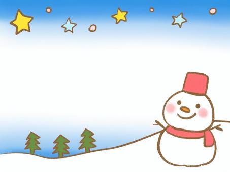 手描き風雪だるまのクリスマスフレーム