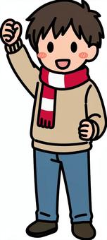 赤のマフラーの男子です。 マフラー,シンプル,男子,冬着,セーター,赤のイラスト素材