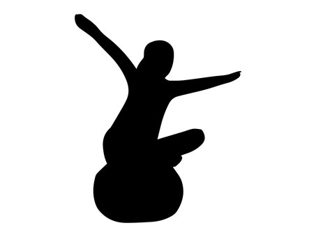 バランスボールに乗る女性のシルエット バランスボール,乗る,体幹,女性,トレーニング,シルエット,黒のイラスト素材