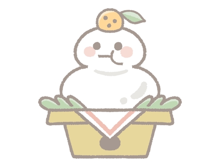 鏡餅（顔あり） 鏡餅,お餅,顔,擬人化,お供え物,お正月飾り,橙,みかん,三方,飾るのイラスト素材