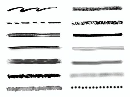 ブラシの手書きアンダーラインセット黒1 ブラシ,ライン,手書き,手描き,アンダーライン,筆,水彩,ペイント,線,下線のイラスト素材