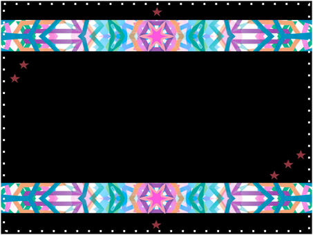カラフル星フレーム　色違い02 カラフル,星,フレーム,ダーク,格好良い,線,点線のイラスト素材