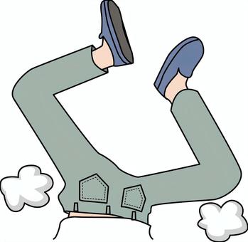 ずっこける　 ずっこける,逆さま,足,靴,下半身,人物,オチ,ギャグ,漫画,線画のイラスト素材