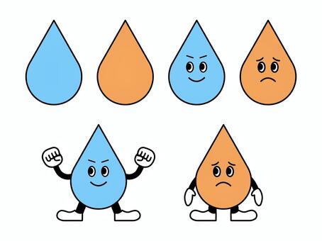水滴セット 水,キャラクター,水滴,雨,清潔,きれい,健康,汚い,泥,汚水のイラスト素材