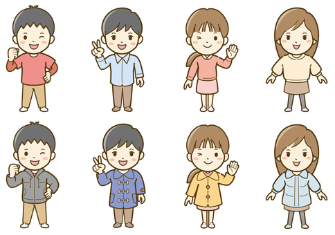長袖や冬着の子供たち_25 子供,子ども,こども,人物,人,セット,小学生,男の子,女の子,男子のイラスト素材
