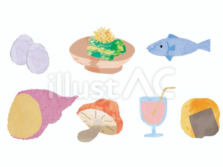 2017-8-23-2 食べ物,魚,おせんべいのイラスト素材