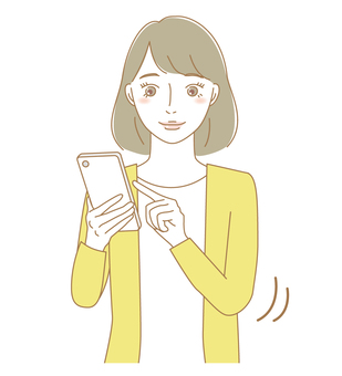 スマホを操作する女性 正面 スマホを操作する女性 正面 女性,人物,スマートフォン,スマホ,カーディガン,大人,主婦,お母さん,ママ,若いのイラスト素材
