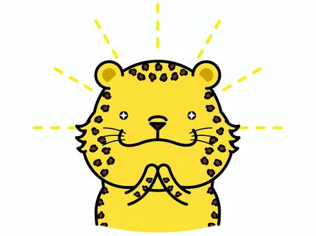 ヒョウさん 憧れ 豹,憧れ,眼差し,輝き,キラキラ,集中線,動物,キャラクター,哺乳類,ベクターのイラスト素材