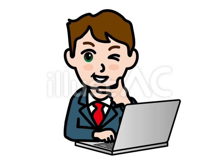 参_PC50_仕事若い男性A納得 パソコン,納得,なるほどのイラスト素材
