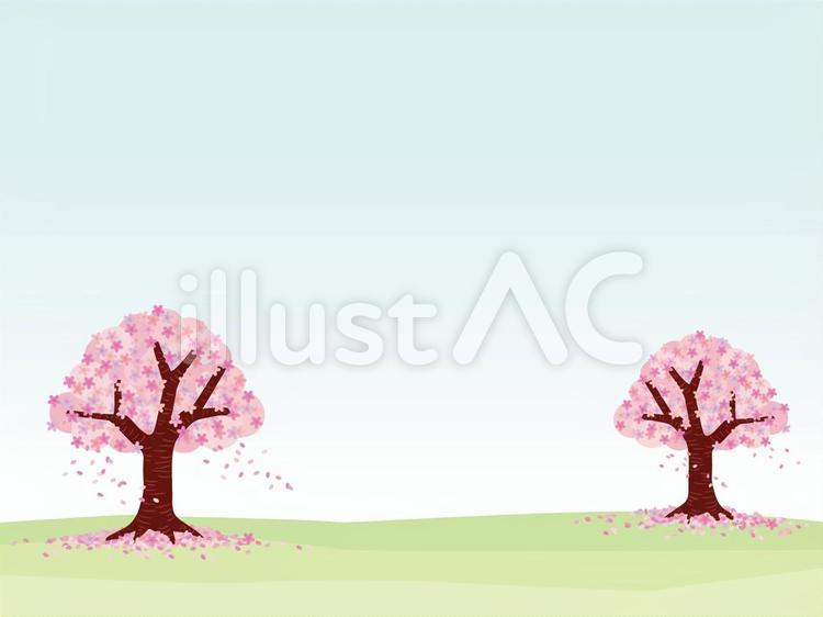 風景 桜,春,風景のイラスト素材