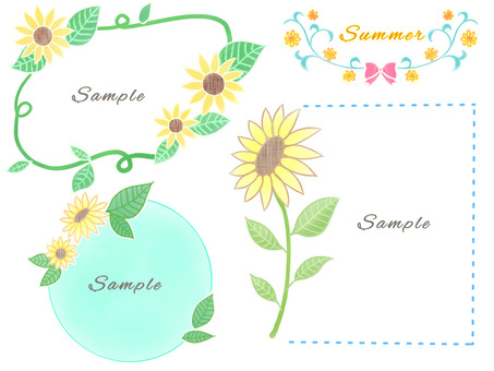 Illustration, sunflower, summer, frame, 