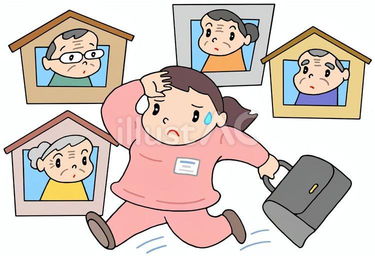 訪問看護・戸別訪問 訪問看護,戸別訪問,訪問介護のイラスト素材