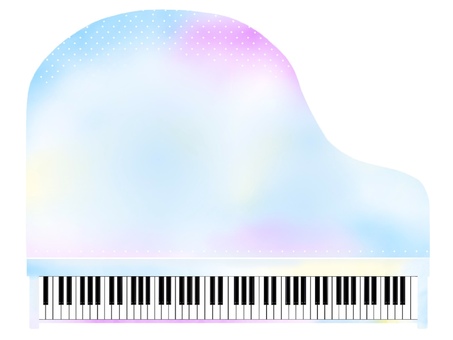 グランドピアノのイラスト真上透明88鍵 グランドピアノ,ピアノ,楽器,弦楽器,音楽,鍵盤,真上,グラデーション,ぼかし,白鍵のイラスト素材