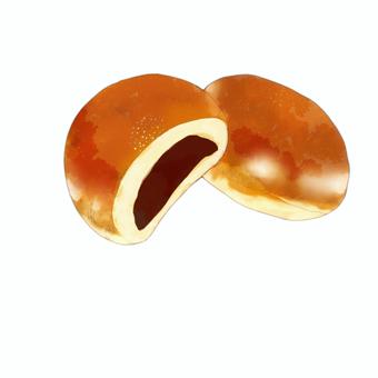 Illustration, anpan, bread, food, 