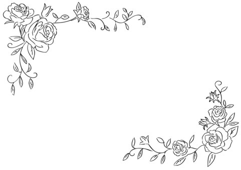 おしゃれなバラのフレーム　手描き