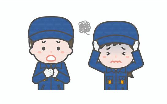 ミニ_2人_消防団員の男女06 男性,女性,大人,職業,仕事,消防団,消防,救助,水防団,災害のイラスト素材