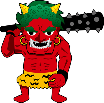 赤鬼 赤鬼 赤鬼,金棒,妖怪,民話,行事のイラスト素材