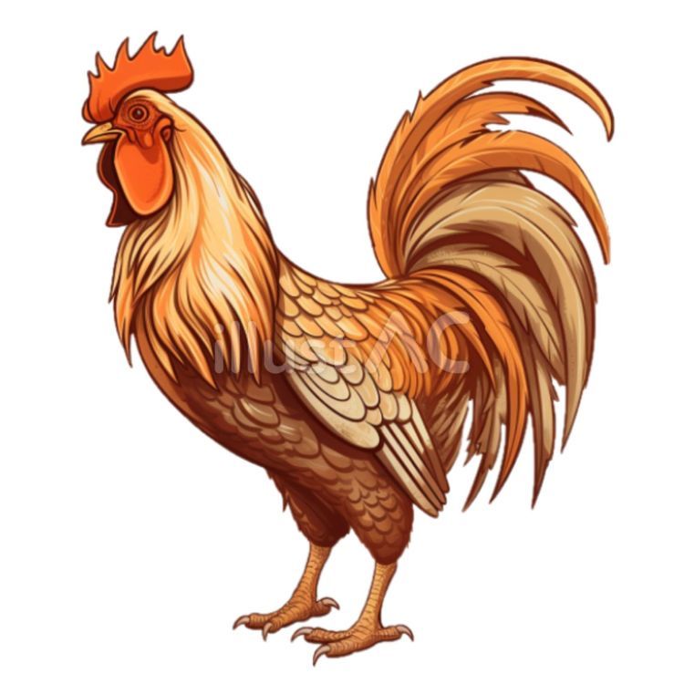 横を向いている絵画風ニワトリイラスト - No: 24055466｜無料