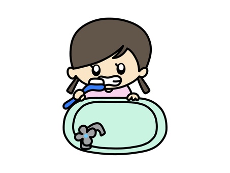 歯みがき 歯みがき,口腔ケア,子ども,幼児,朝,生活習慣,ルーティン,清潔,保育園,育児のイラスト素材