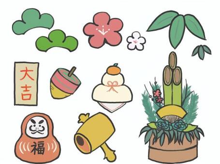 Illustration, new year, loose, plum, 