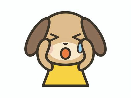 泣いている犬キャラの上半身 犬,泣く,涙,かわいい,悲しい,寂しい,つらい,迷子,困る,動物のイラスト素材