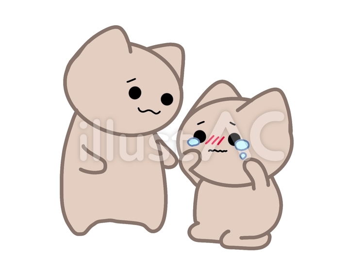 泣いているネコを慰めるネコ ネコ,動物,可愛いのイラスト素材