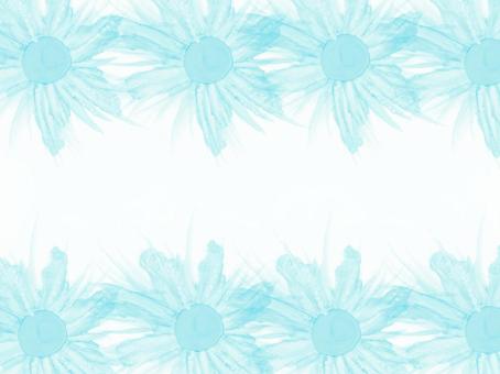 水色の花で上下を囲んだ背景テンプレート 水色,花,背景,テンプレート,デザイン,装飾,爽やか,透明感,フレーム,ボタニカルのイラスト素材