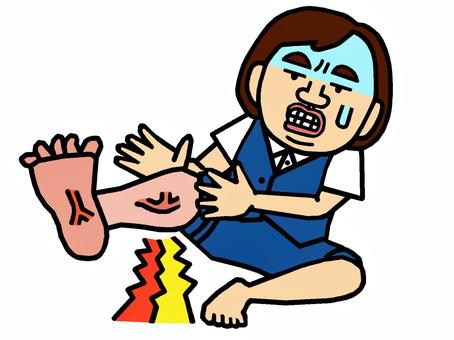 足がつる 足,つる,痙攣,こむら返り,激痛,人物,女性,社会人,ol,イラストのイラスト素材