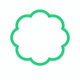 花フレーム_みどり フレーム,花,メモ,メッセージ,かわいい,シンプル,名札,かざりのイラスト素材