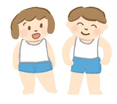 下着姿の子どもたち プライベートゾーン,子ども,下着,シャツ,パンツ,インナー,肌着,教育,性教育,体のイラスト素材