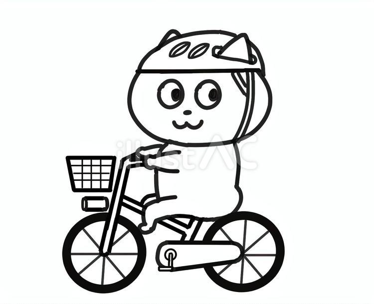 ヘルメットをかぶり安全に自転車に乗るねこ 自転車,乗る,ねこのイラスト素材