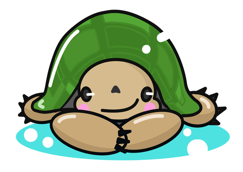 可愛い亀 亀,正面,かわいい,ゆるきゃら,ファンシー,引きこもり,かめ,turtle,たーとる,タートルのイラスト素材
