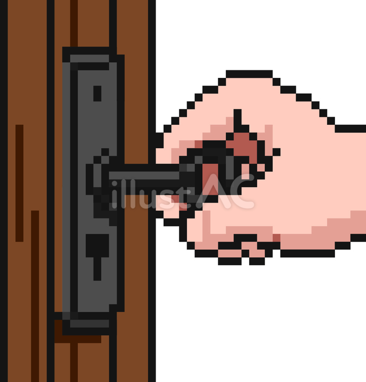 ドット絵の黒の鍵をかける手です。 ドット絵,レトロ,シンプルのイラスト素材