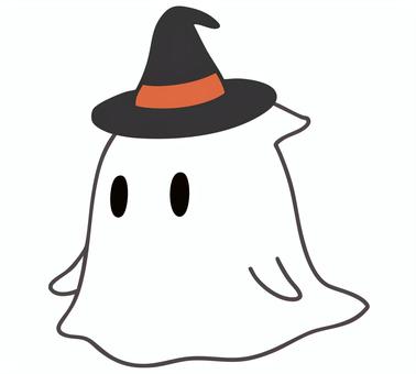 魔女の仮装をするおばけ ハロウィン,おばけ,オバケ,かわいい,秋,シンプル,可愛い,10月,イベント,子供向けのイラスト素材