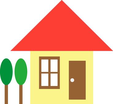 赤い屋根の家 家,一軒家,赤い屋根,かわいい,住宅,平屋のイラスト素材