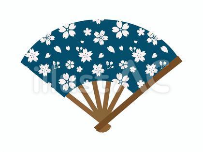 桜柄の扇子【紺色】