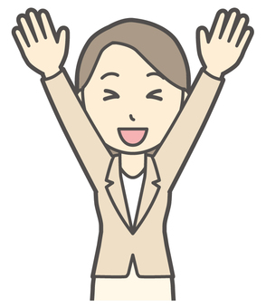 カジュアルスーツ女性-552-バスト  カジュアルスーツ女性-552-バスト 挙手,会社員,女性,スーツ,ビジネス,仕事,ol,人,大人,ビジネスウーマンのイラスト素材