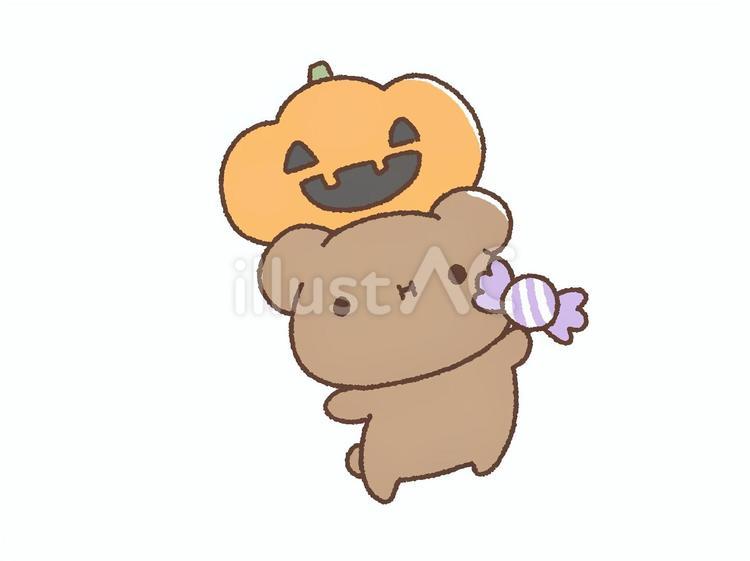 かぼちゃくま（あめ） かぼちゃ,くま,ハロウィンのイラスト素材
