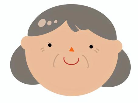 ボブヘアーのおばあちゃん イラスト,素材,おばあちゃん,祖母,おばあさん,シンプル,顔だけ,顔,人,女性のイラスト素材