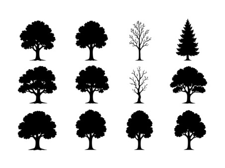 Illustration, wood, set, silhouette, 