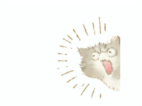 覗いて驚くねこのイラスト素材　サバトラ 猫,のぞく,見る,驚く,びっくり,唖然,驚愕,ショック,イラスト,手描きのイラスト素材