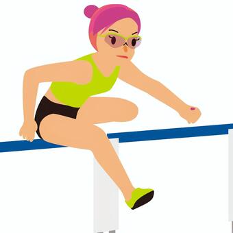 陸上・女子ハードラー2 陸上競技,ハードル,女子選手,トラック,ハードラー,全身,ユニフォーム,若い,かわいい,プロポーションのイラスト素材