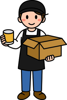 黒スタッフの入荷作業です。 小売店,スーパー,シンプル,スタッフ,商品,管理,在庫,陳列,作業,検品のイラスト素材
