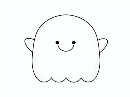 オバケ笑顔 お化け,白背景,ハロウィン,10月,ホラー,可愛い,シンプル,笑顔,喜,手書きのイラスト素材