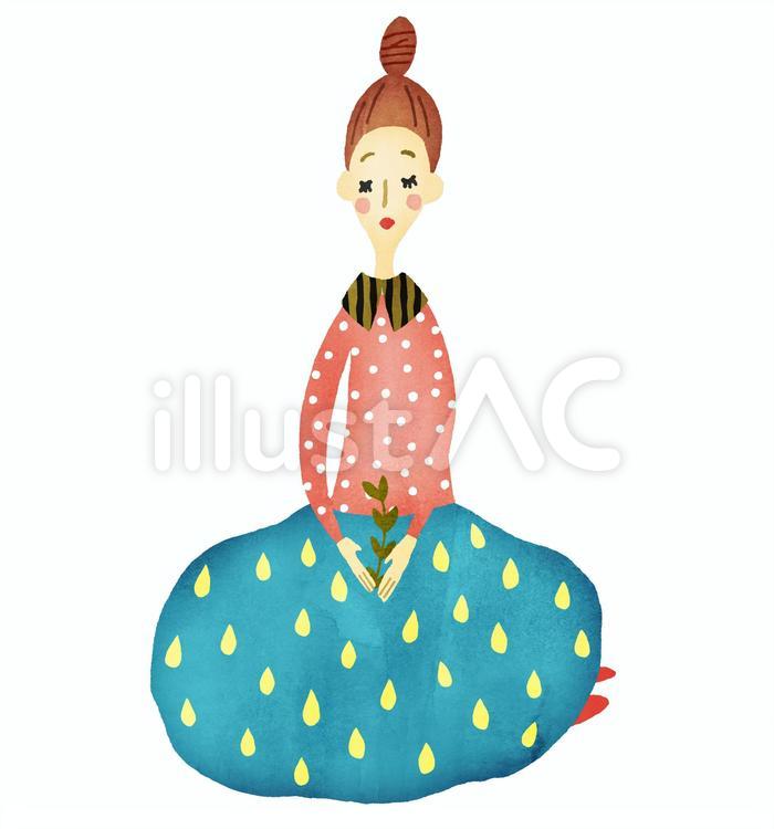 北欧風女性 女性,水彩,オシャレのイラスト素材
