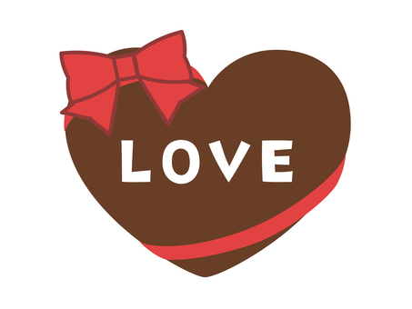 バレンタインのハート型のリボンフレーム4 バレンタインデー,love,ハート,リボン,チョコ,赤色,茶色,飾り枠,装飾,タイトルのイラスト素材