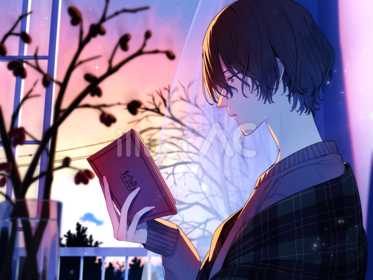 夕日とまつげ 人物,男性,青年のイラスト素材